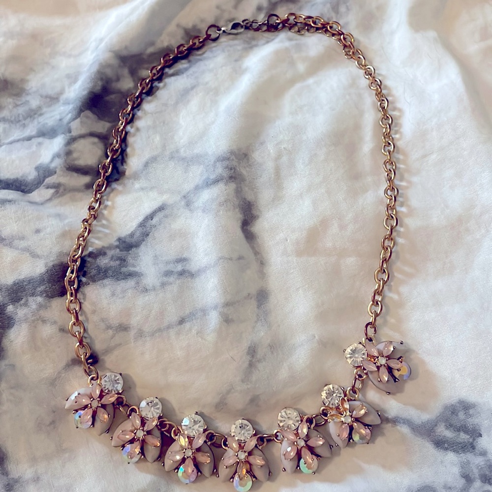 Costume jewelry necklace - rose and grey